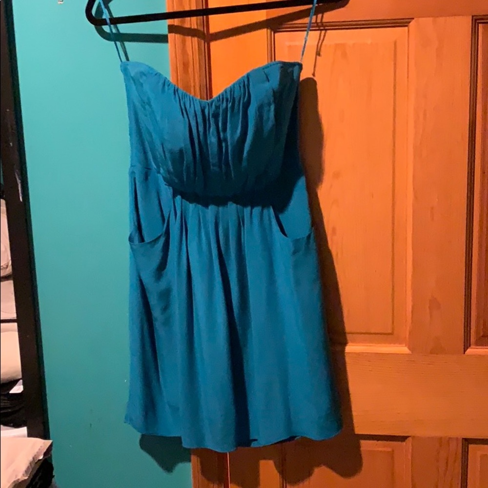 Rebecca Taylor silk blue strapless dress